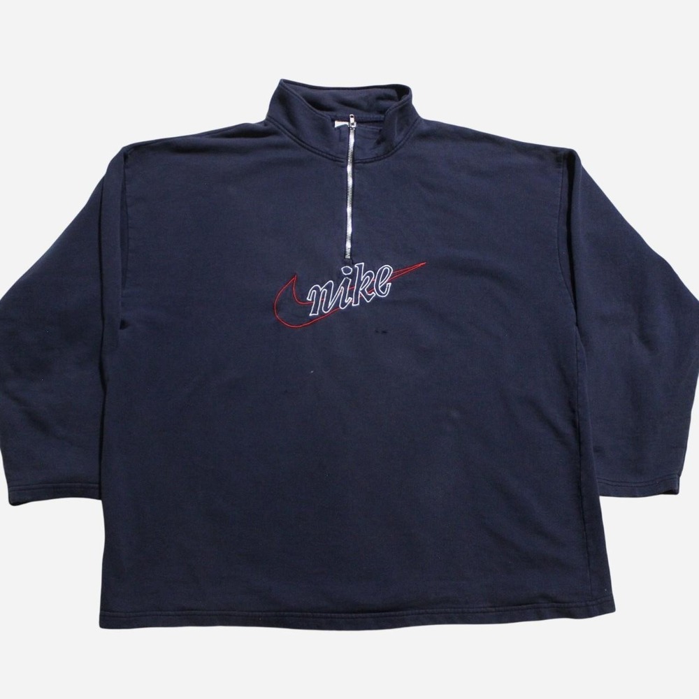 Mens Vintage 90s Skater Streetwear Sportswear Nike 1/4 Zip Pullover Sweater